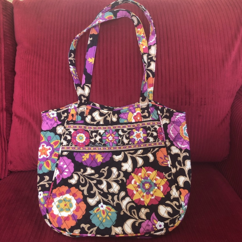 Vera Bradley Suzani Holiday Tote Black Floral